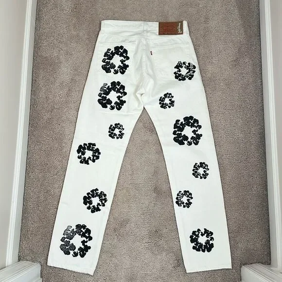 Denim Tears x Levi's Men's Cotton Wreath Chainstitch Jeans White 31 x 32